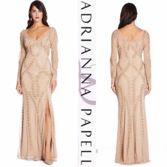 Adrianna Papell Long champagne/gold gown - Picture 5 of 11